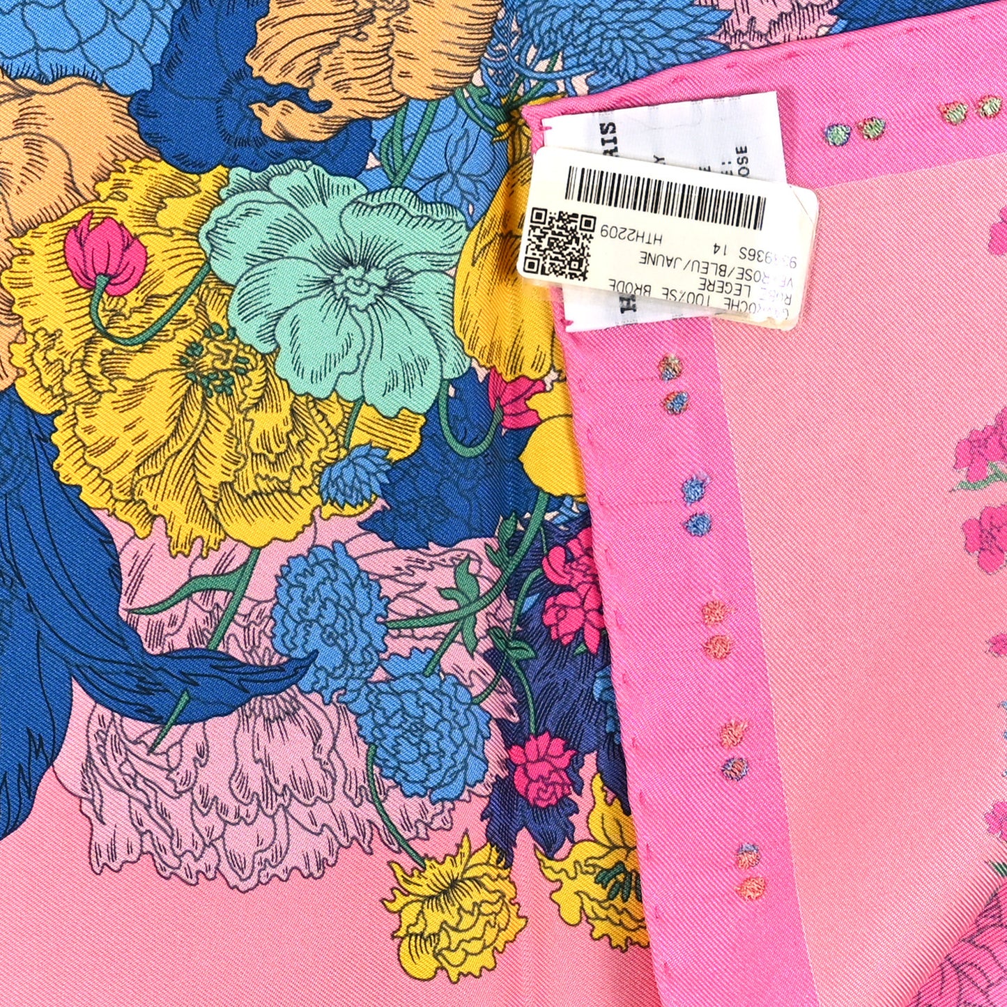 Silk Robe Legere Scarf 45 Rose Bleu Jaune