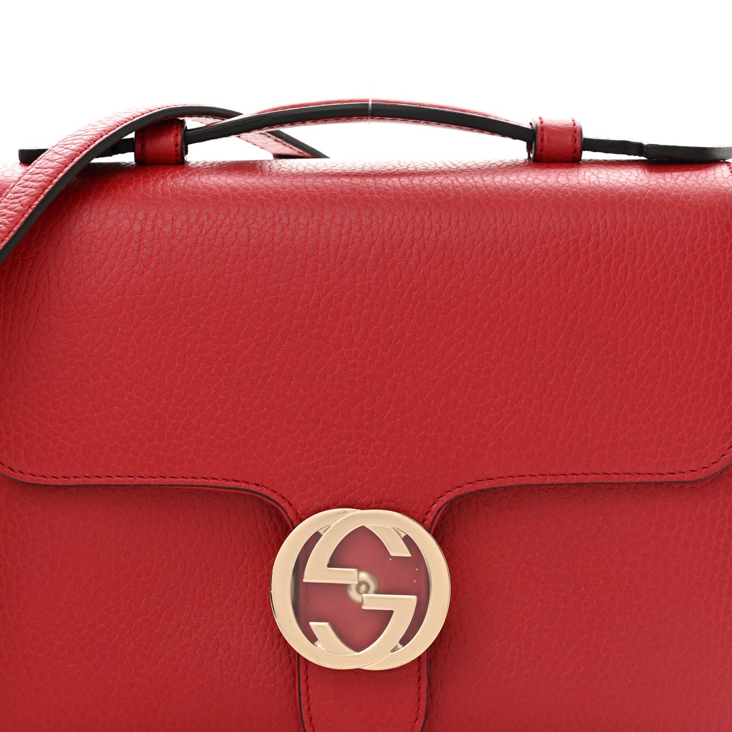 Gucci Dollar Calfskin Interlocking G Top Handle Shoulder Bag Red 8 of 11