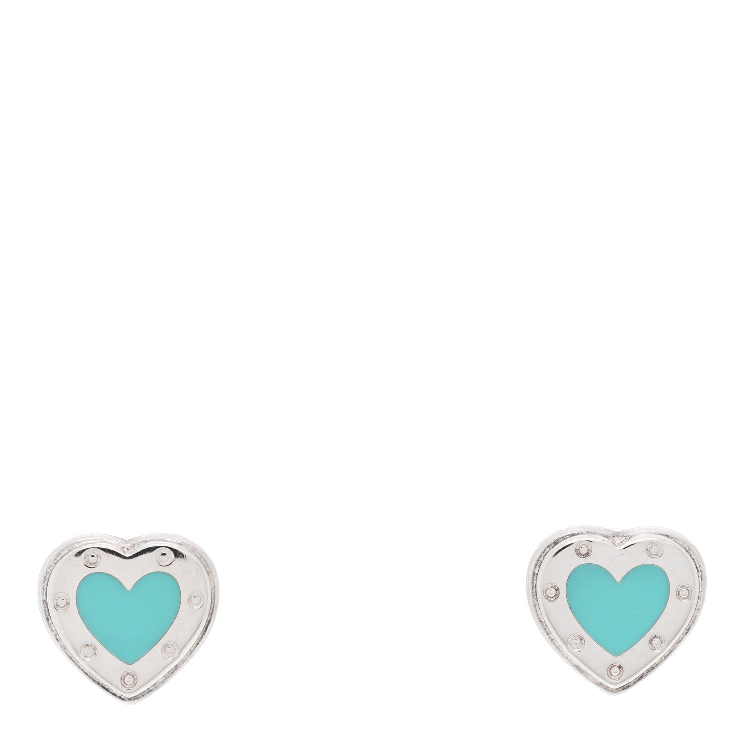 Tiffany Sterling Silver Enamel Mini Return to Tiffany Love Heart Earrings Blue 1 of 4