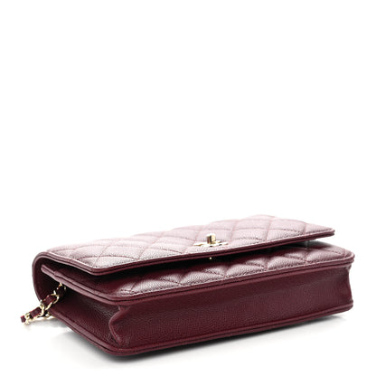 Chanel Caviar Quilted CC Turnlock Wallet On Chain WOC Burgundy 4 of 12