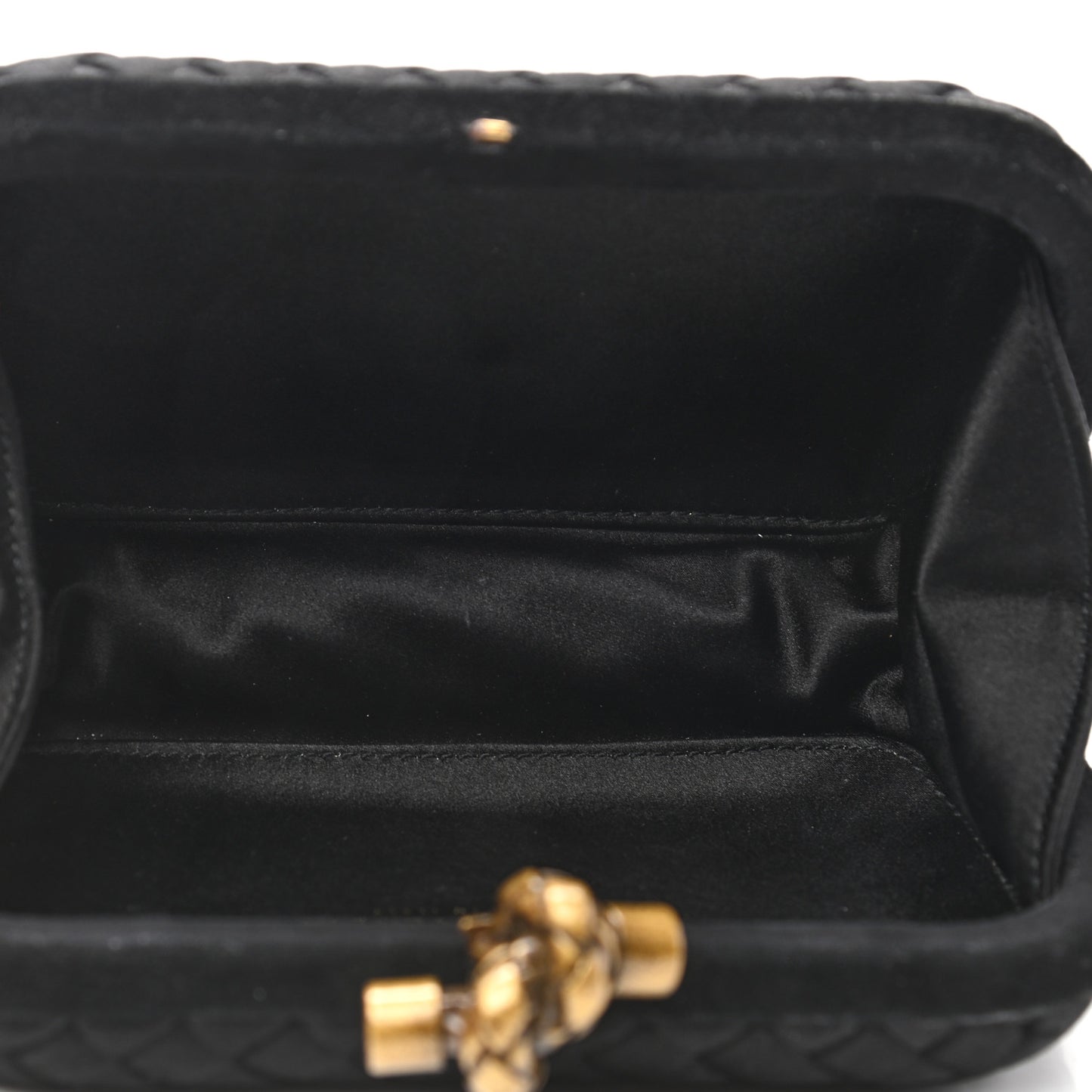 Satin Intreccio Impero Knot Clutch Black