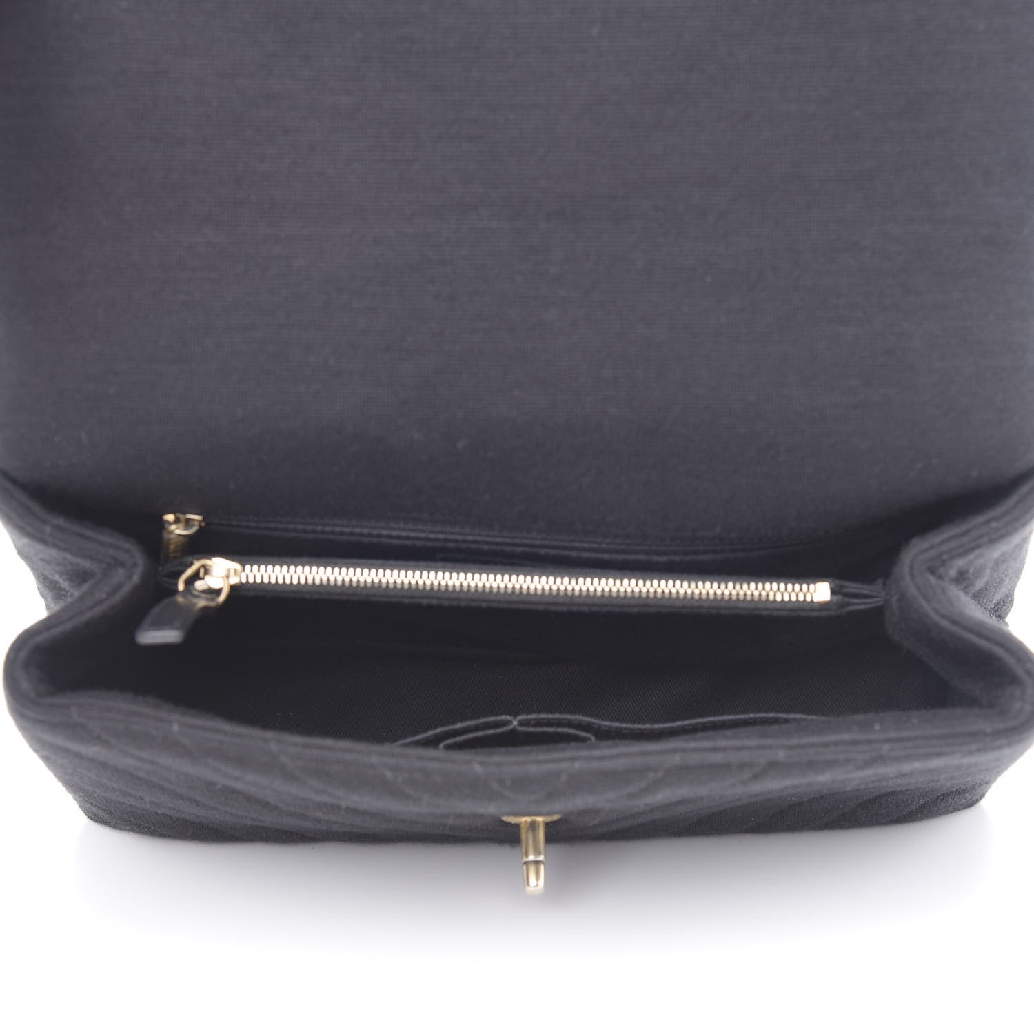 Chanel Jersey Chevron Quilted Small Coco Handle Flap Black 5 of 12