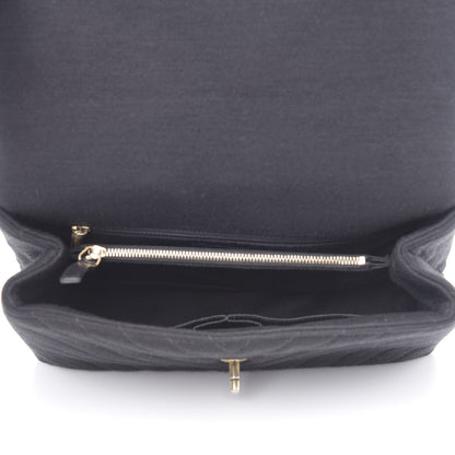 Chanel Jersey Chevron Quilted Small Coco Handle Flap Black 5 of 12