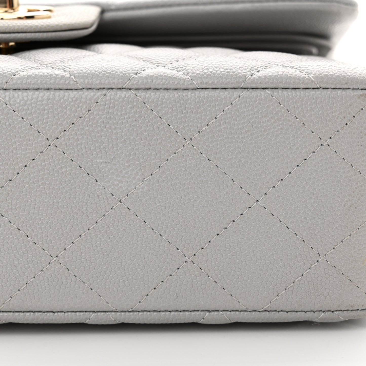 Caviar Quilted Small Double Flap Grey