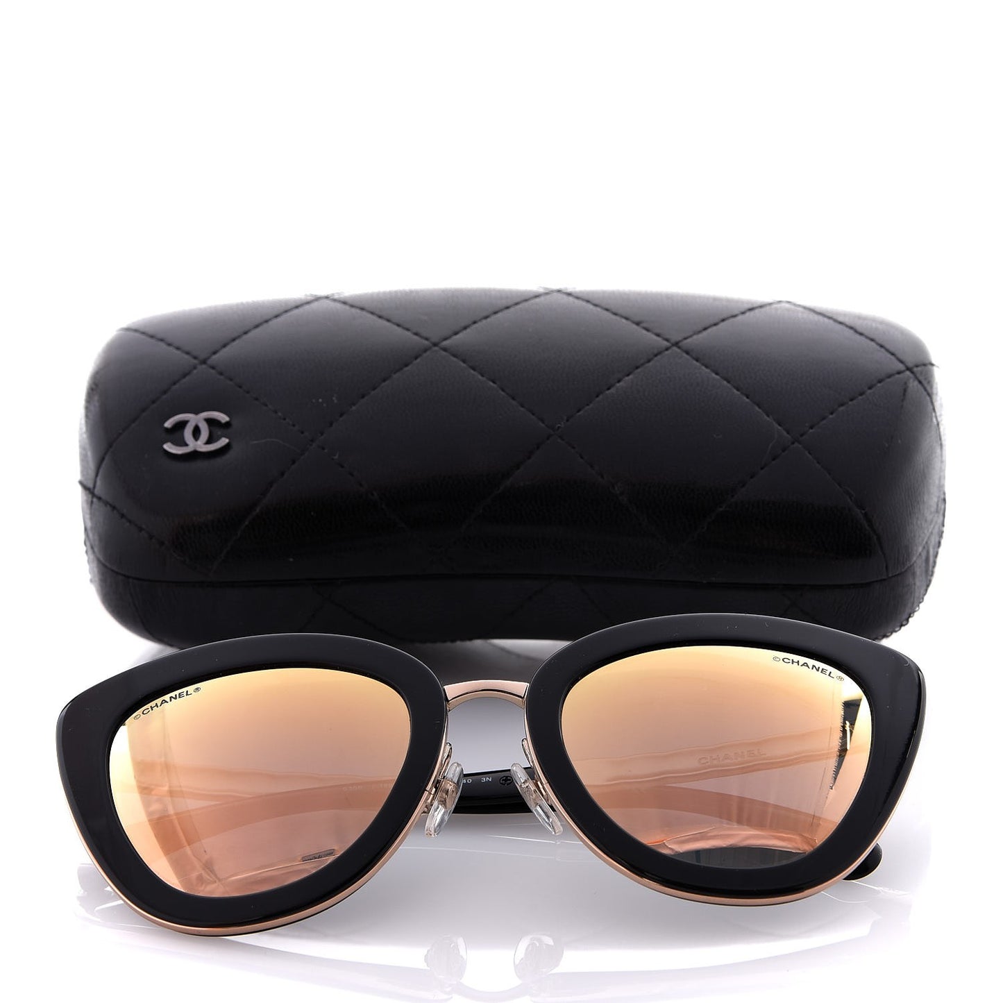 Cat Eye Quilted Sunglasses 5368 Black Pink
