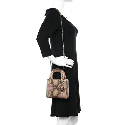 Christian Dior Snakeskin Mini Lady Dior Beige Multicolor 2 of 13