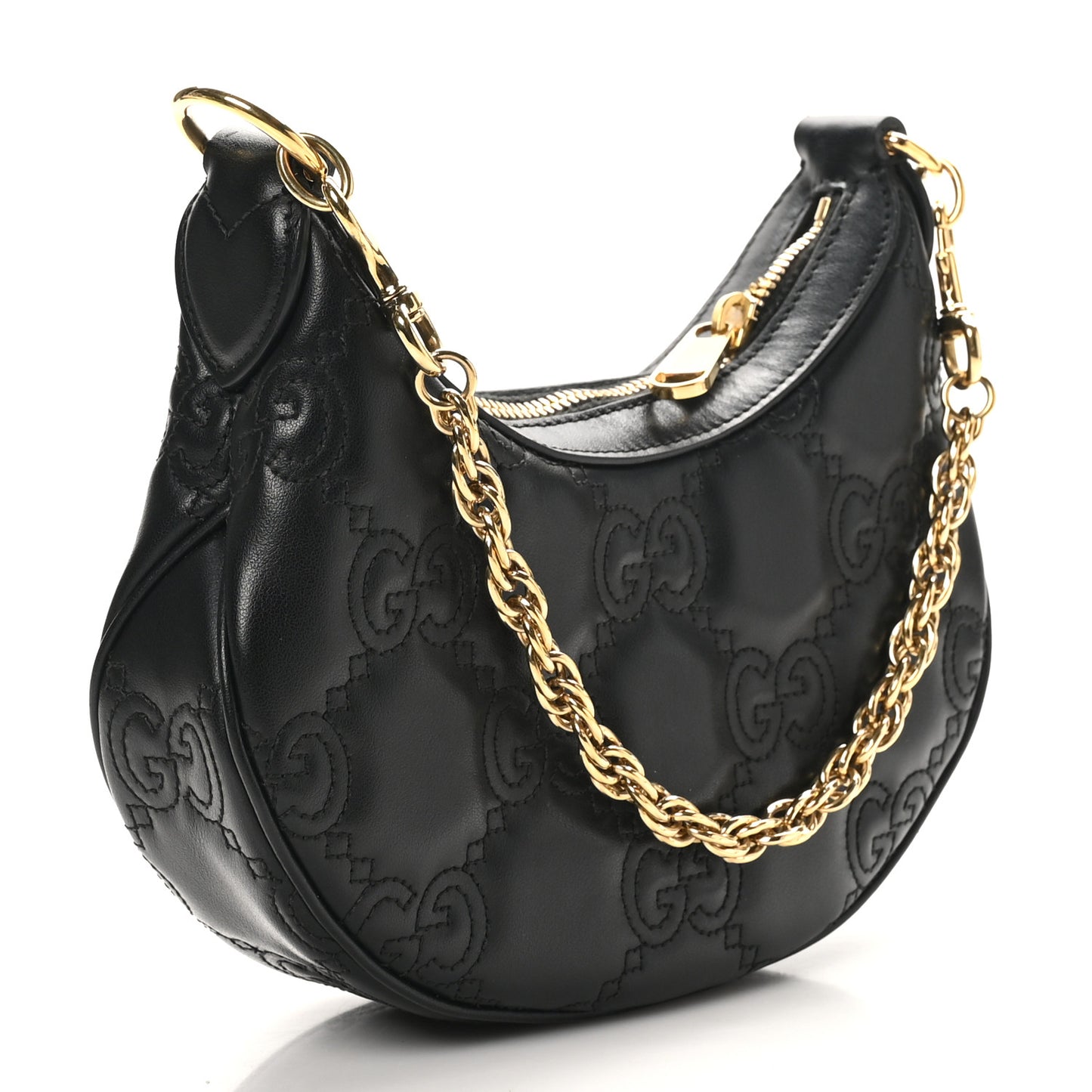 Calfskin GG Matelasse Mini Hobo Shoulder Bag Black