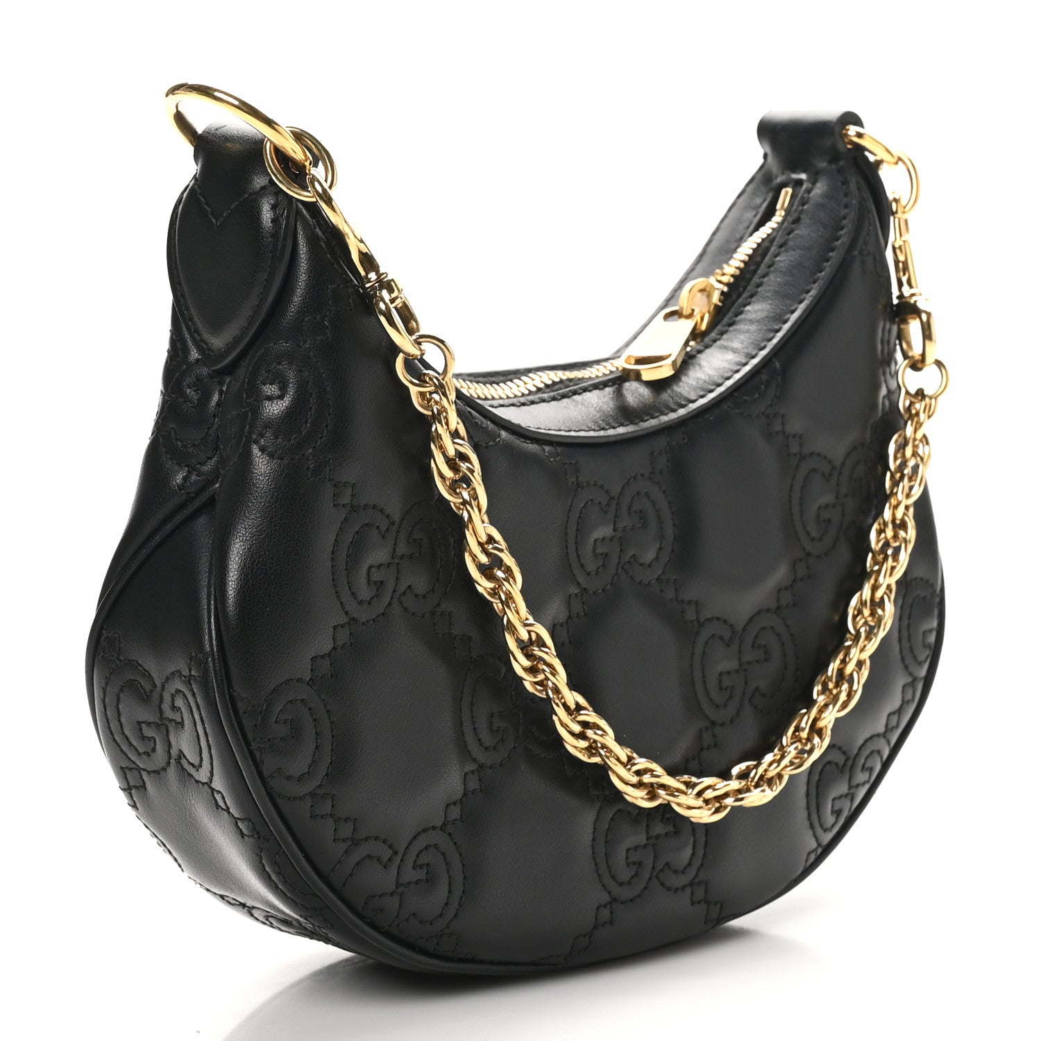 Gucci Calfskin GG Matelasse Mini Hobo Shoulder Bag Black 3 of 11