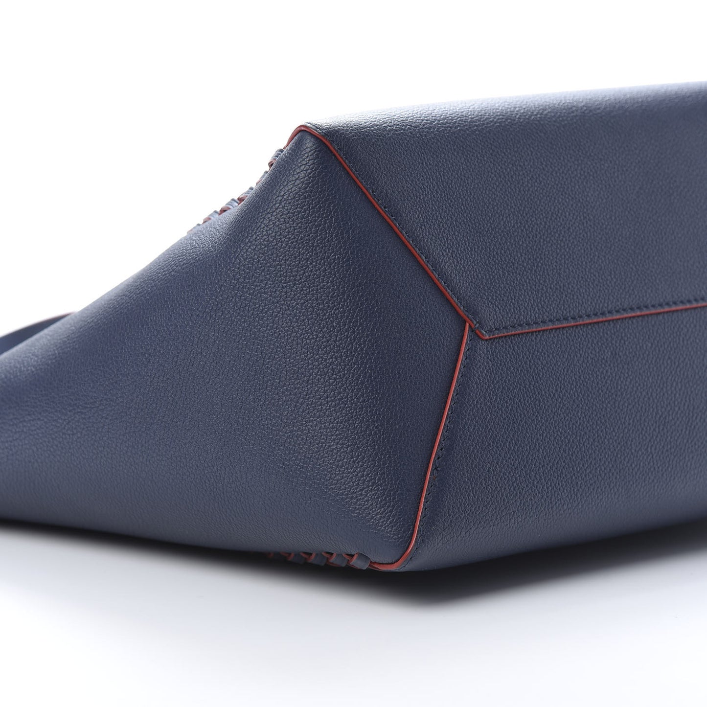 Calfskin Braided Lockme Cabas Marine Rouge