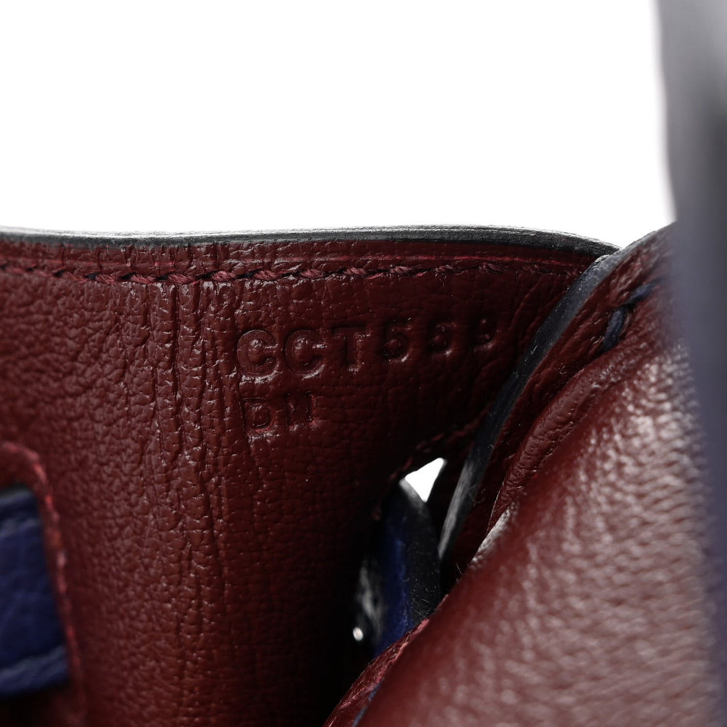 Togo Swift Officier Birkin 25 Bleu Encre Bordeaux