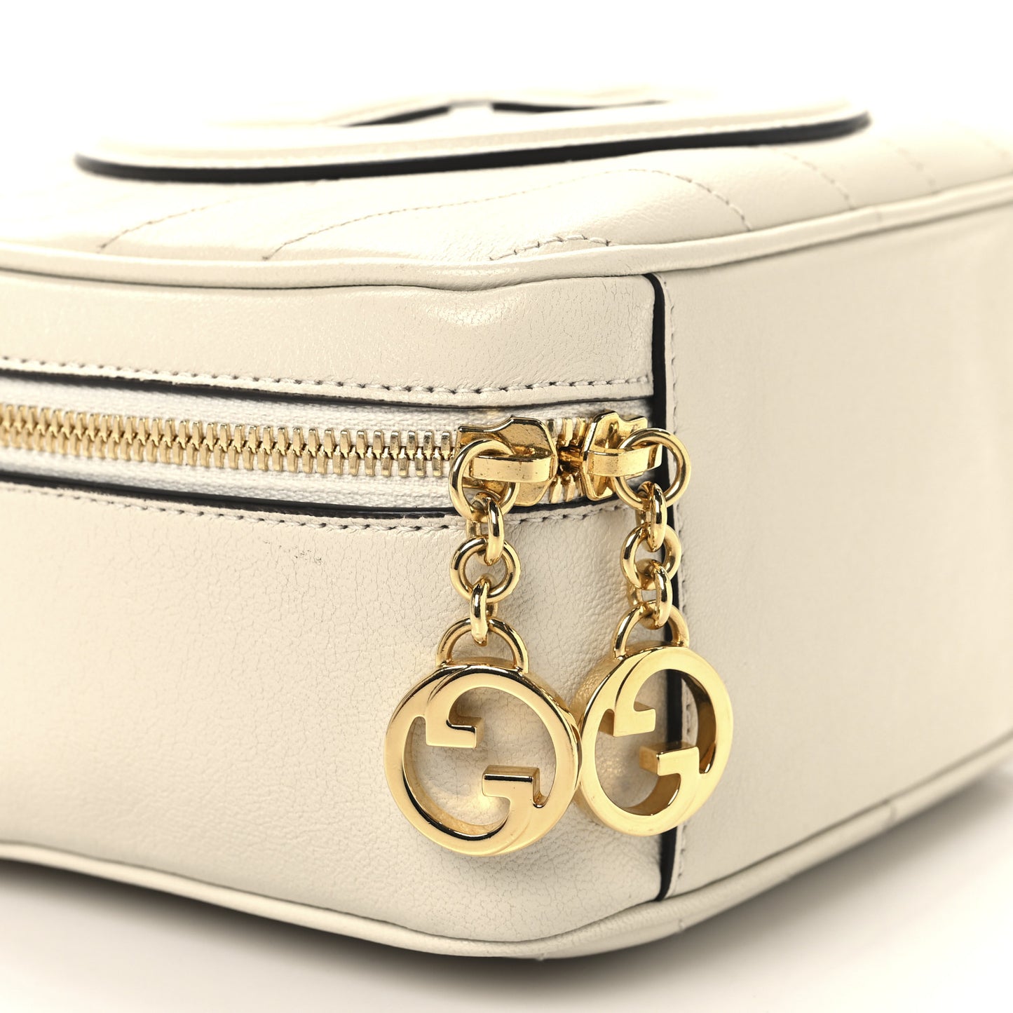 Sakai Be Green Calfskin Diagonal Stitched Blondie Top Handle Bag Mystic White