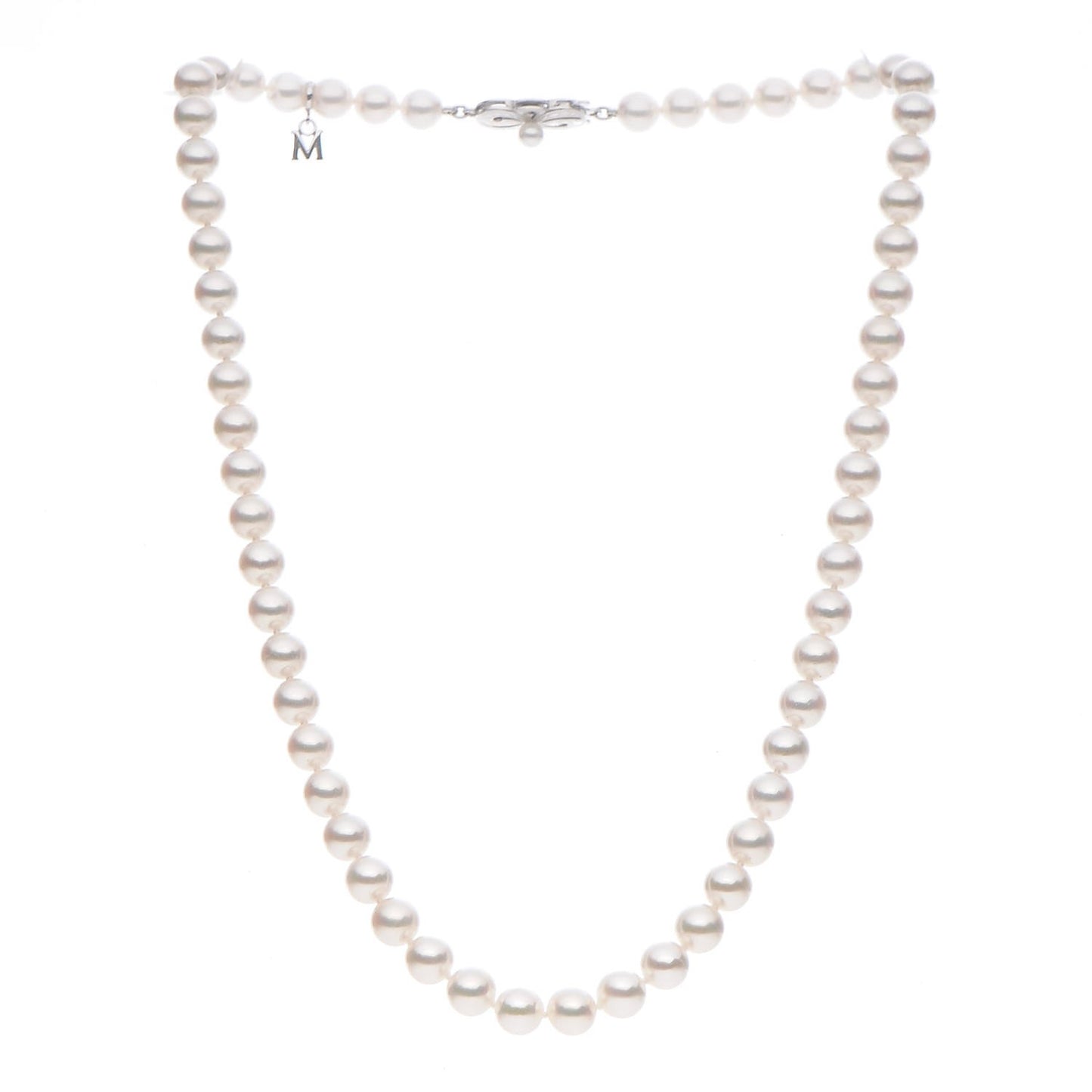 18K White Gold Akoya Cultured Pearl 6-7mm Strand Necklace 17