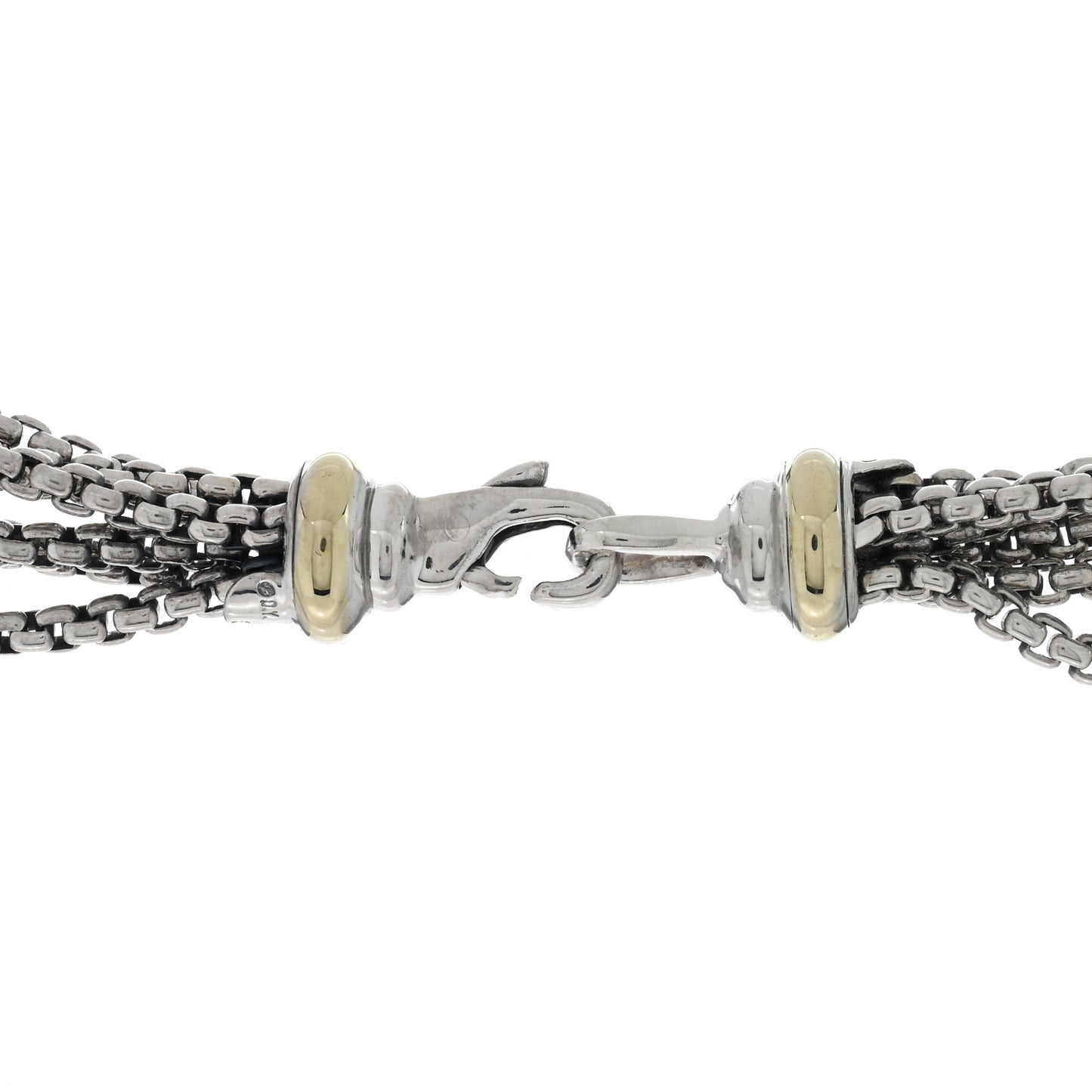 Sterling Silver 14K Yellow Gold Multi Box Chain Necklace