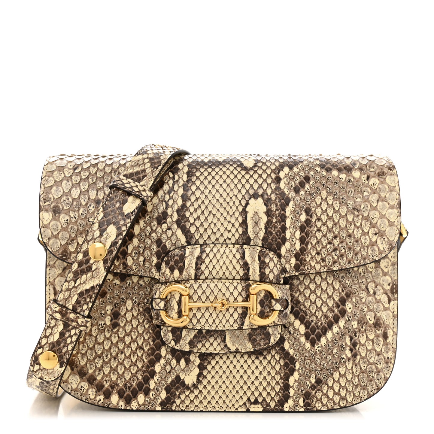 Snakeskin Horsebit 1955 Shoulder Bag Natural