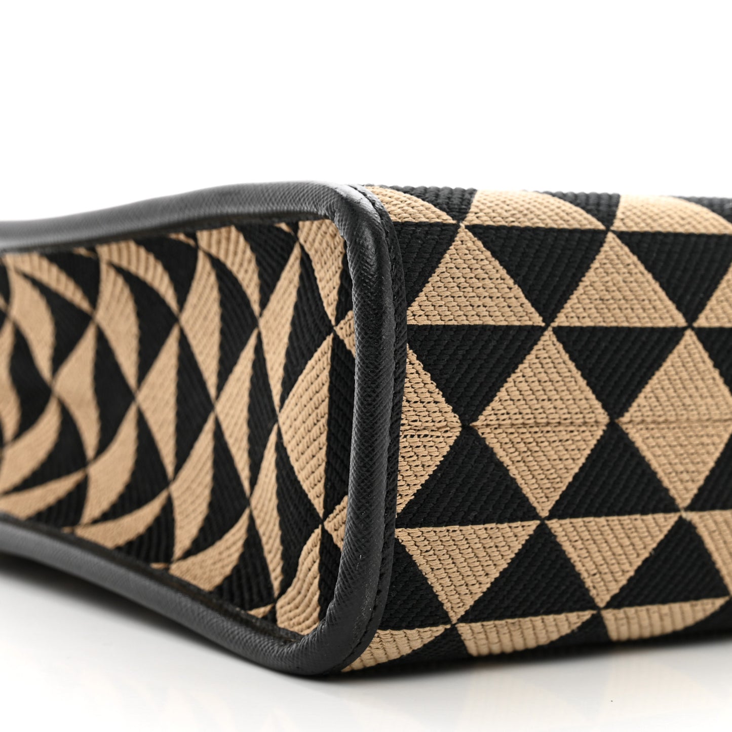 Jacquard Saffiano Triangolo Symbole Embroidered Small Tote Black Corda