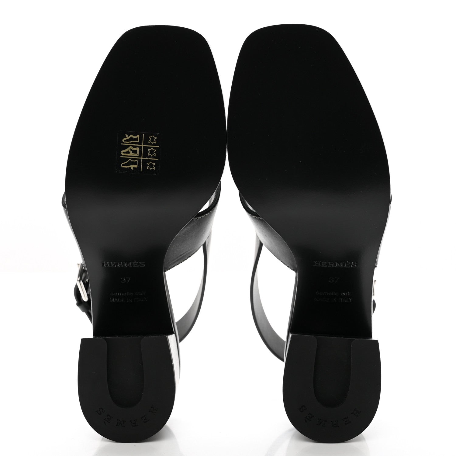Hermes Calfskin Elbe 60 Sandals 37 Black 5 of 12