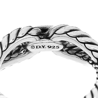 David Yurman Sterling Silver Diamond Cable Loop Band Ring 50 5.5 4 of 4
