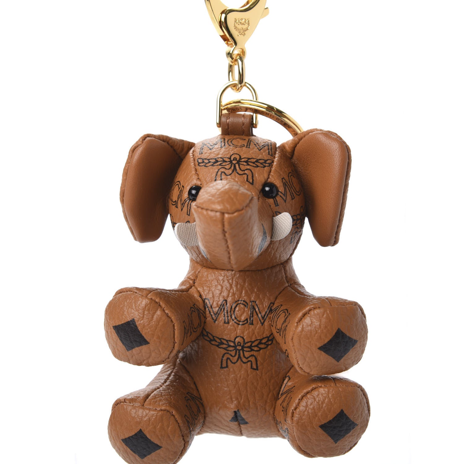 MCM Visetos Elephant Key Ring Bag Charm Cognac 623006 – FASHIONPHILE