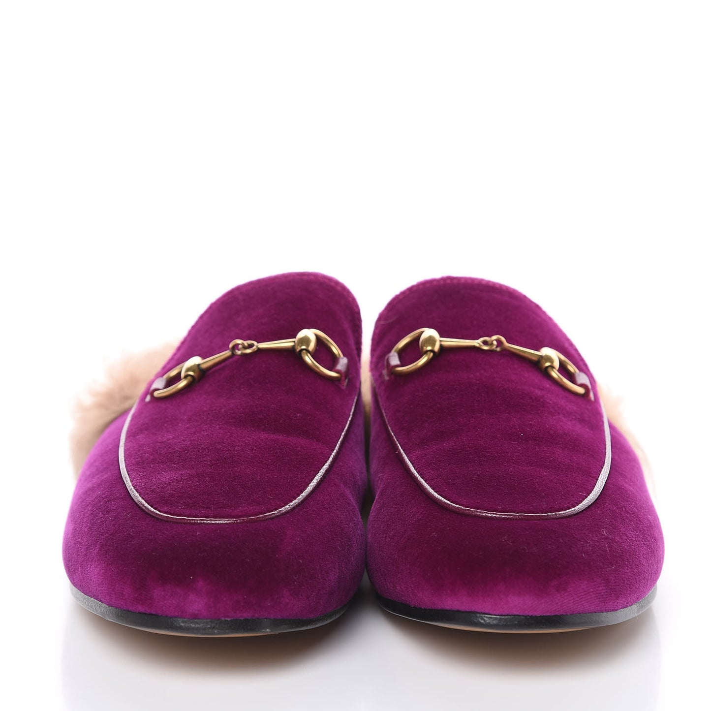 Velvet Fur Womens Princetown Slippers 40 Fucsia Violet Cyclamen Natural