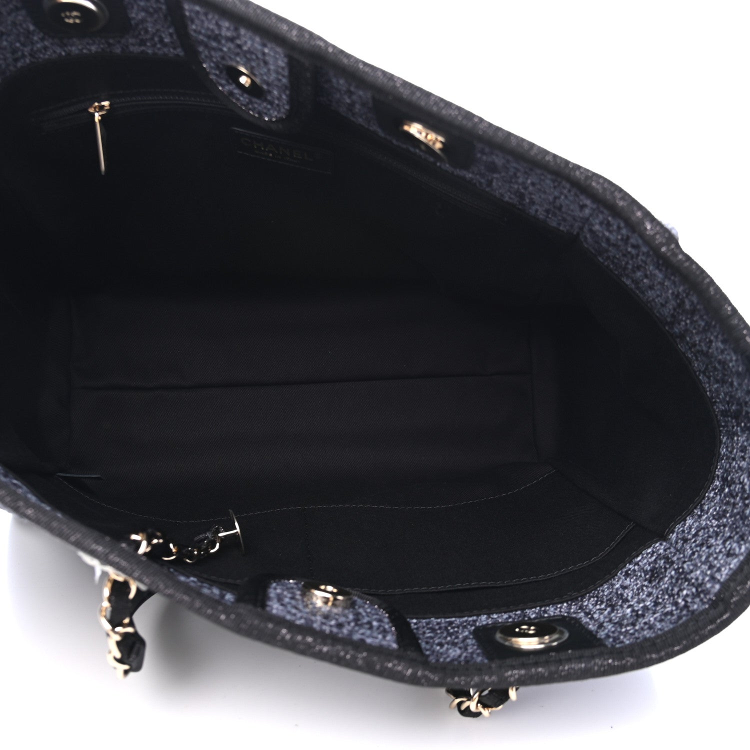 Chanel Lurex Boucle Small Deauville Tote Black 4 of 6