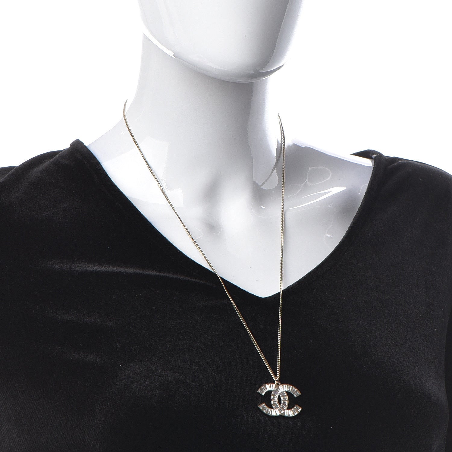 Chanel Baguette Crystal Large CC Necklace Gold 2 of 6