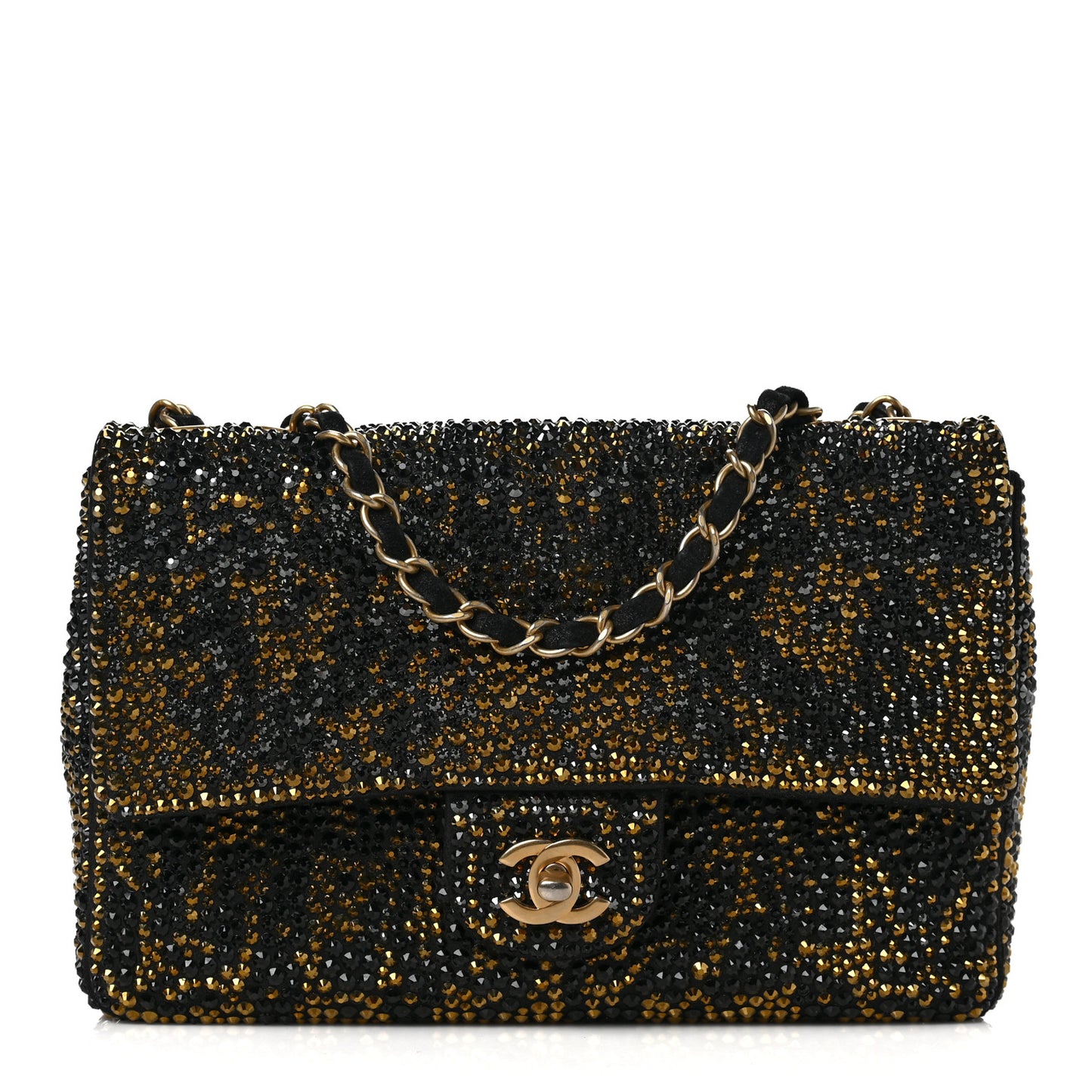 Suede Crystal Medium Flap Black Multicolor