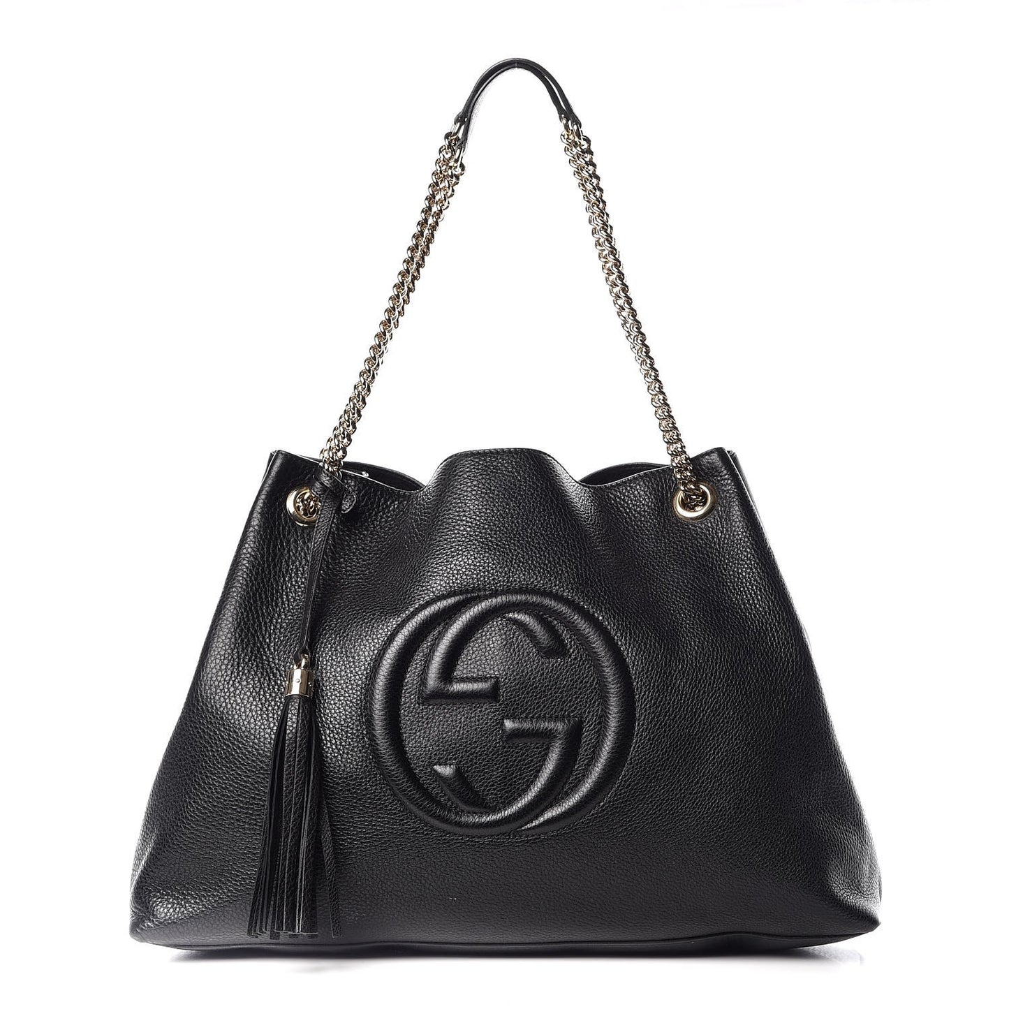 Pebbled Calfskin Medium Soho Chain Shoulder Bag Black