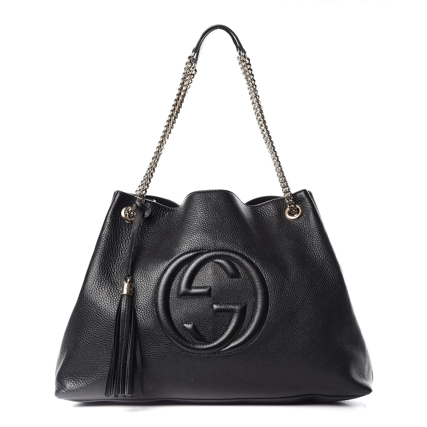 Gucci Pebbled Calfskin Medium Soho Chain Shoulder Bag Black 1 of 9