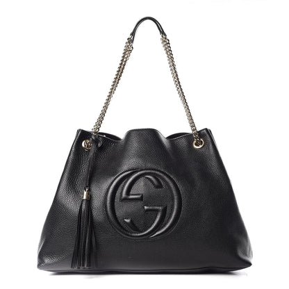 Gucci Pebbled Calfskin Medium Soho Chain Shoulder Bag Black 1 of 9