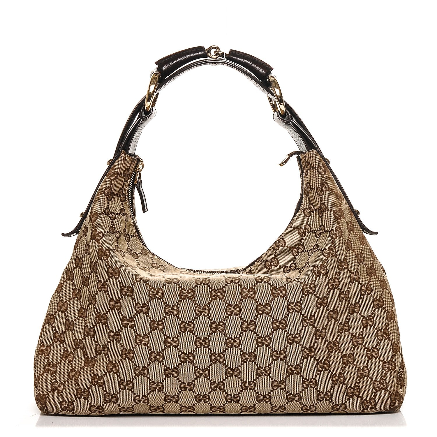 Gucci Monogram Medium Horsebit Chain Hobo Dark Brown 1 of 6
