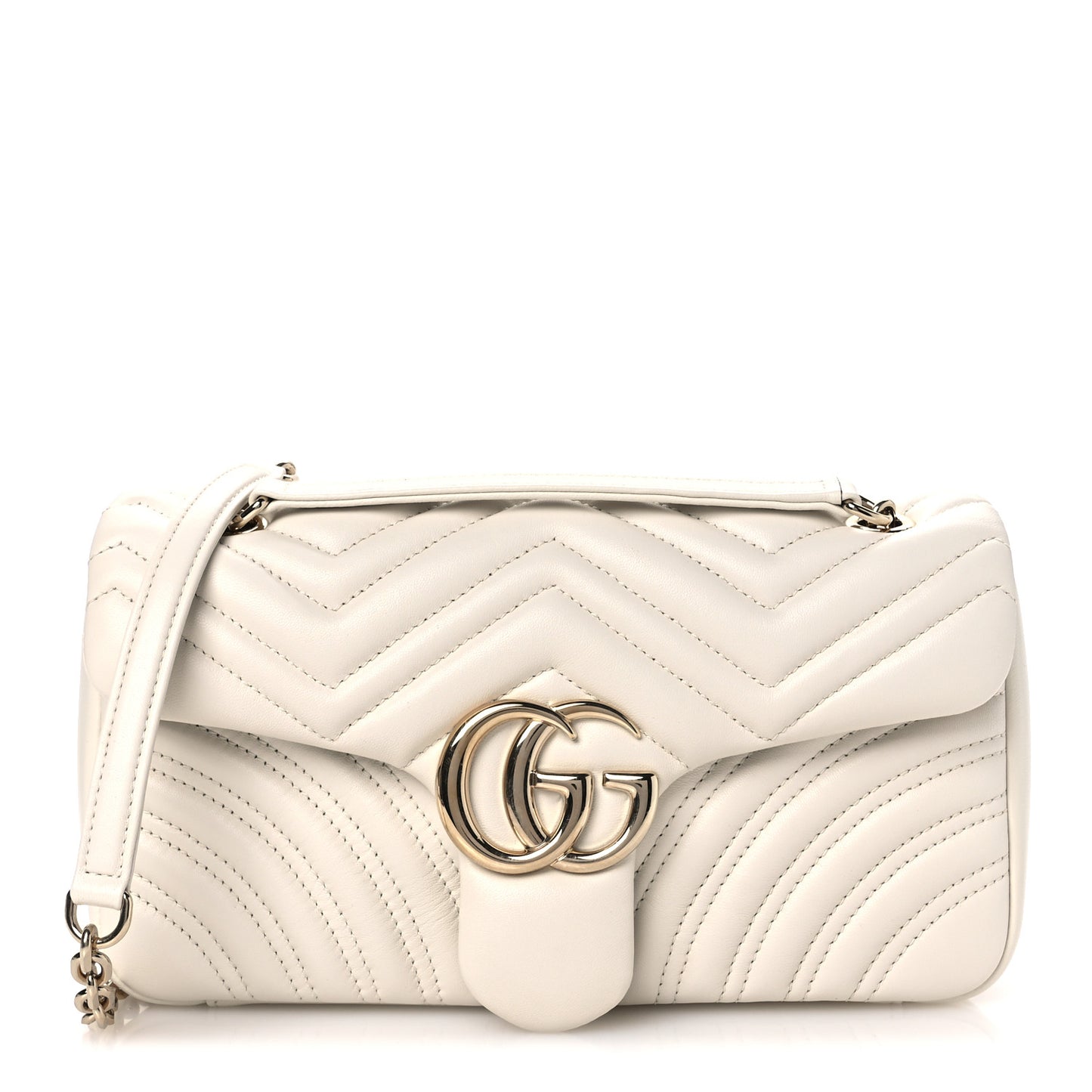 Lambskin Matelasse Medium GG Marmont Shoulder Bag White