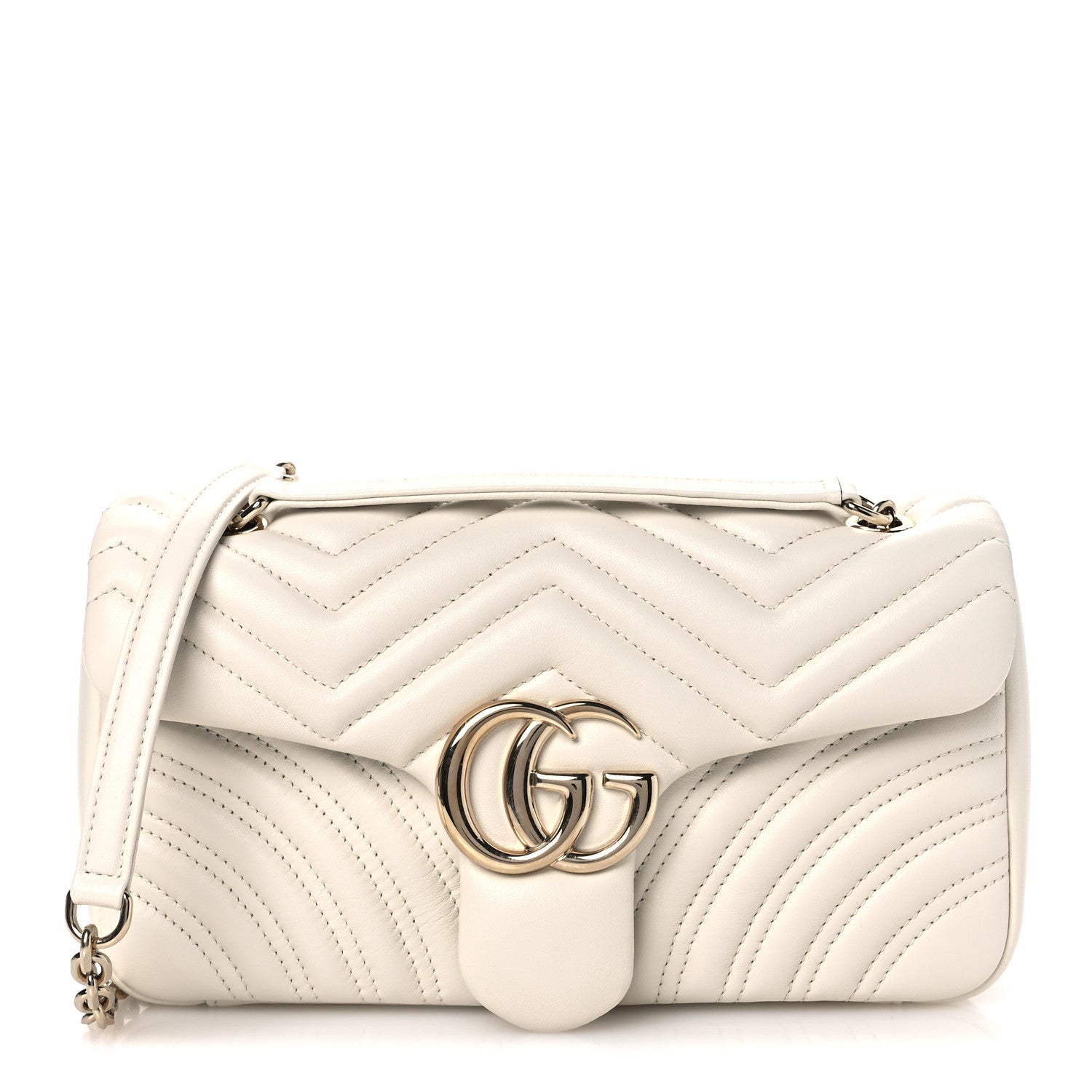 Gucci Lambskin Matelasse Medium GG Marmont Shoulder Bag White 1 of 10
