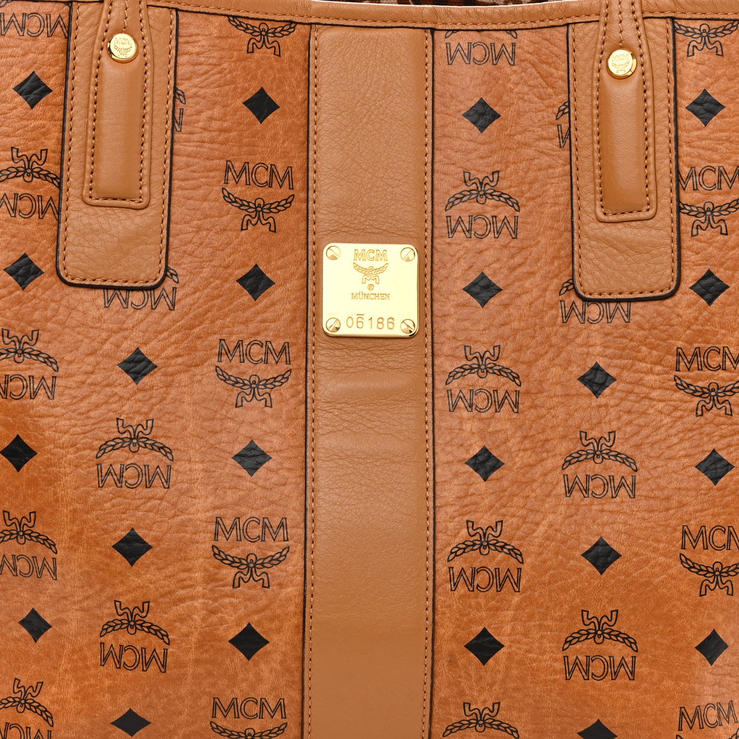 MCM Visetos Medium Liz Reversible Shopper Tote Cognac 9 of 16