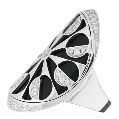 Bulgari 18K White Gold Diamond Black Onyx Intarsio Ring 52 6 3 of 5