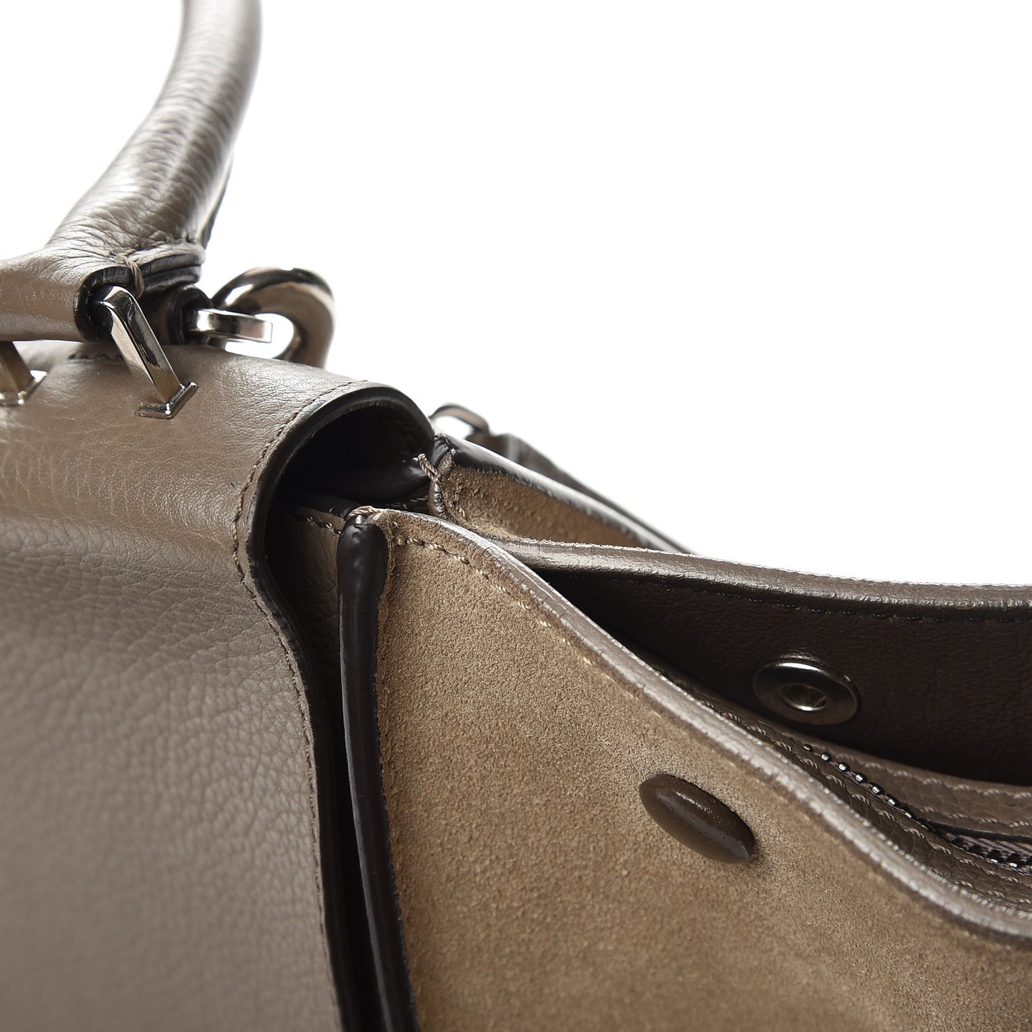Drummed Calfskin Suede Medium Trapeze Souris