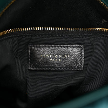 Saint Laurent Crushed Velvet Quilted Small Loulou Puffer Monogram Chain Satchel Emerald 6 of 12
