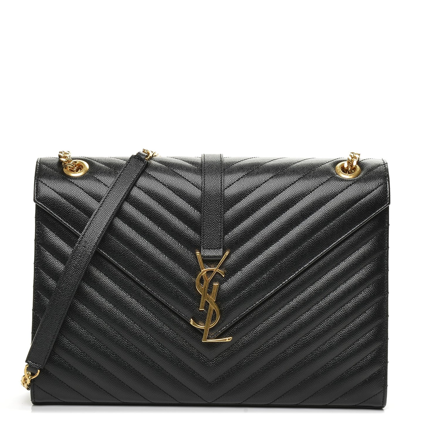 Grain De Poudre Matelasse Chevron Large Monogram Satchel Black