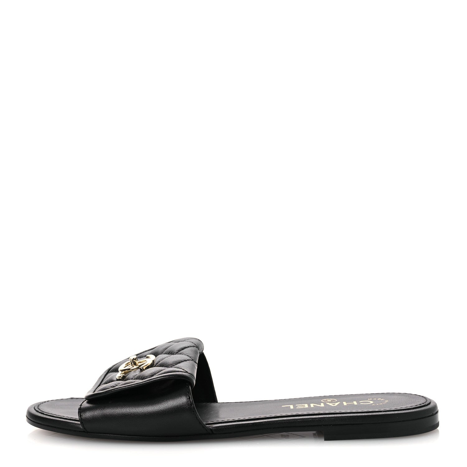 Chanel Lambskin Quilted Turnlock Flat Mules 39 Black 39.5 Black 1 of 11