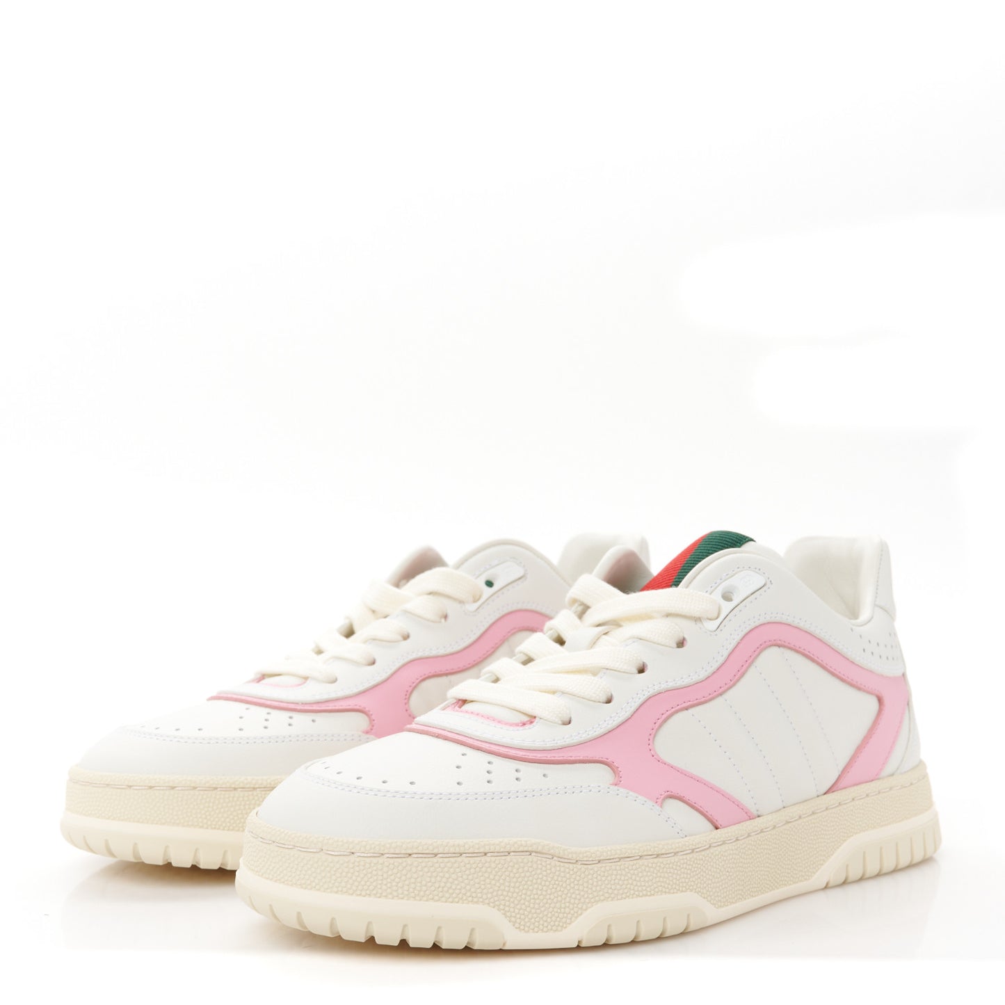 Calfskin Womens Re-Web Sneakers 38 White Pink