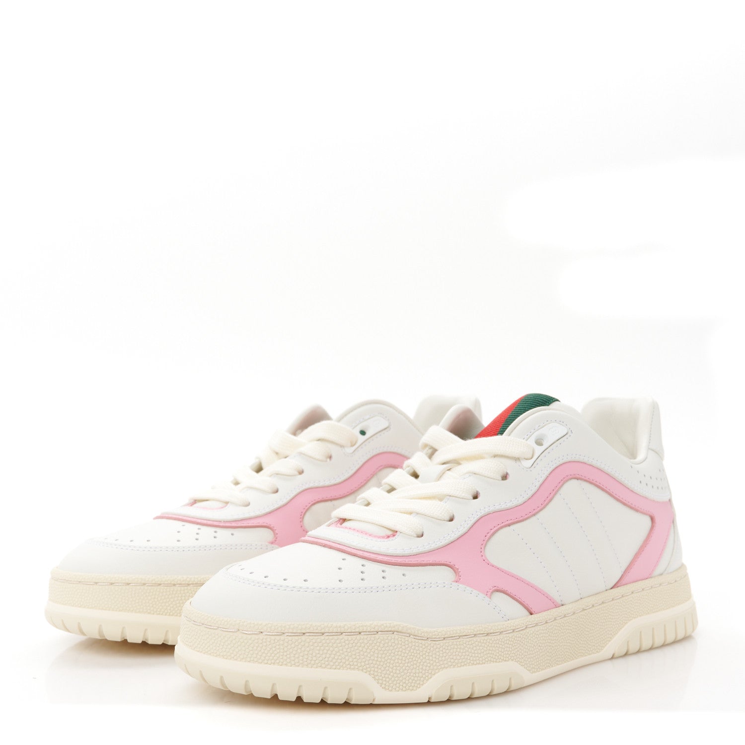 Gucci Calfskin Womens Re-Web Sneakers 38 White Pink 3 of 11