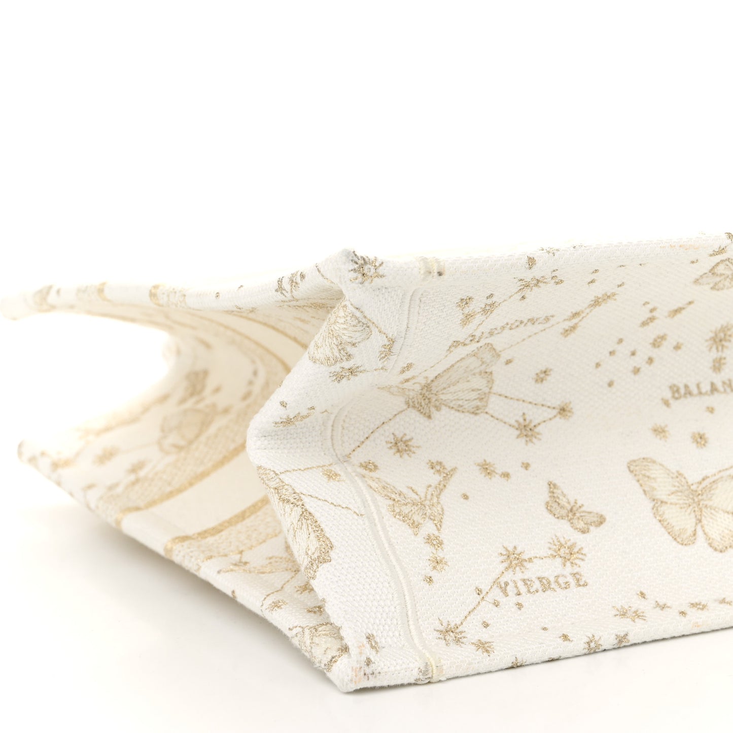 Canvas Embroidered Medium Zodiac Print Book Tote Gold