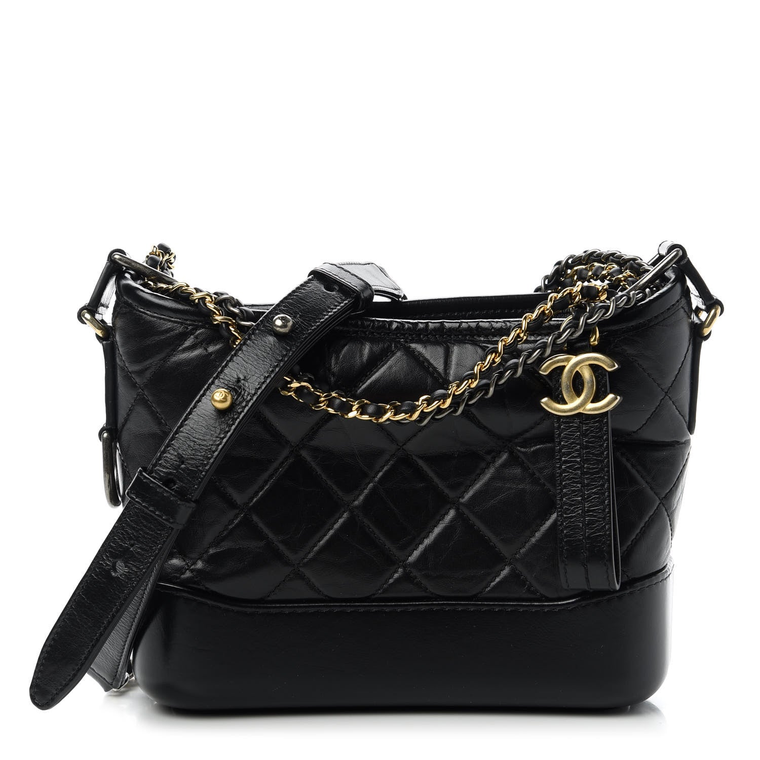 Chanel Aged Calfskin Quilted Small Gabrielle Hobo Black 1 of 11
