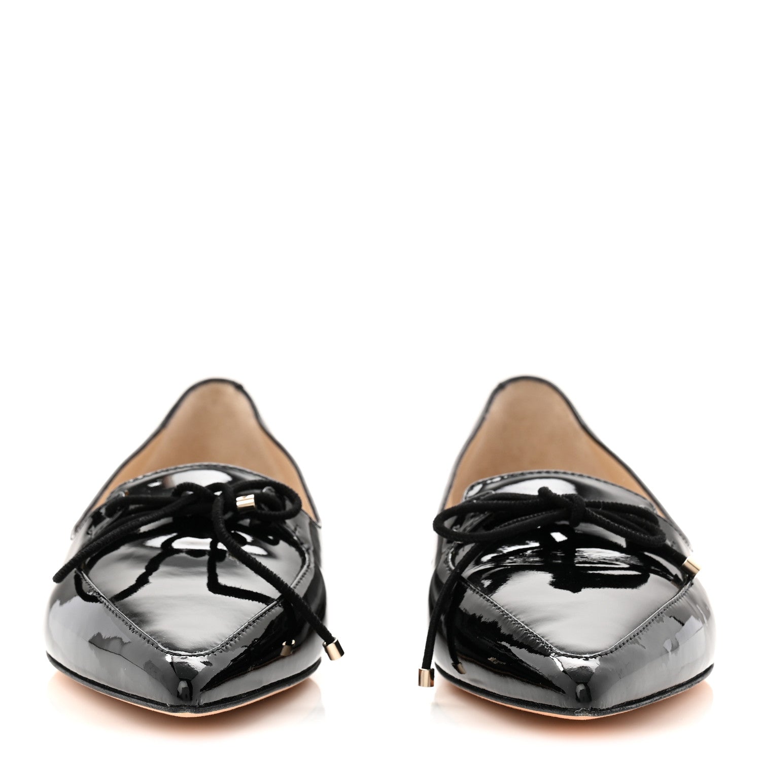 Jimmy Choo Patent Pointy Toe Genna Flats 37 Black 2 of 8