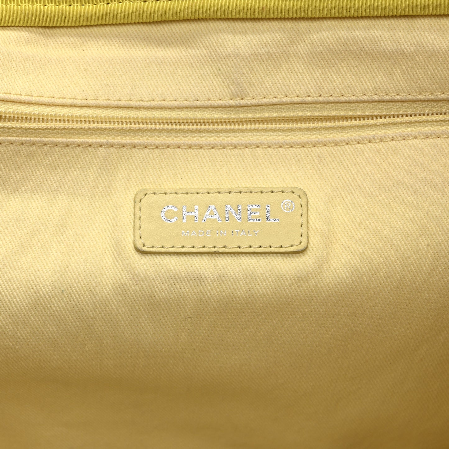 Mixed Fibers Large Shopping Bag Yellow Brown