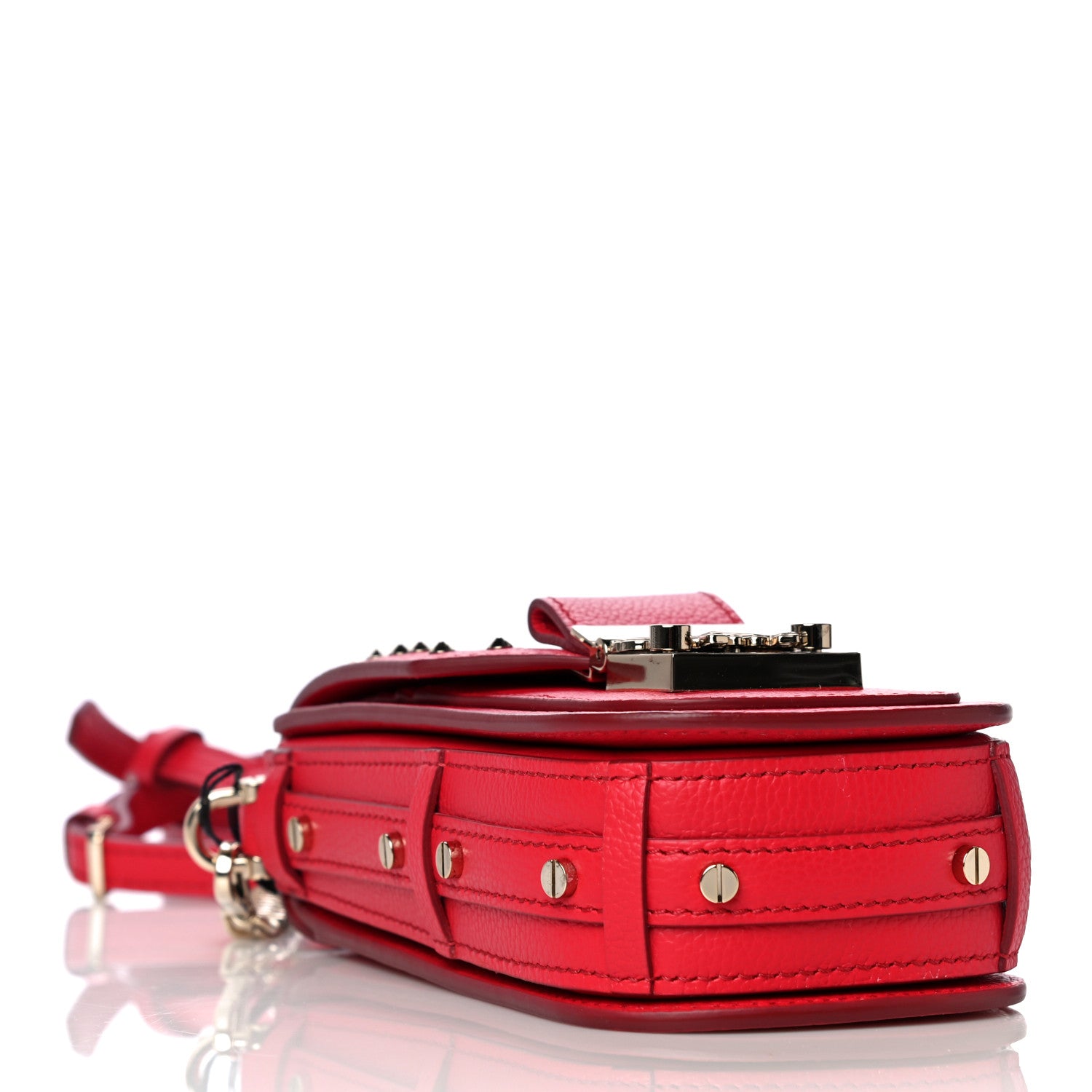 MCM Calfskin Studded X-Mini Patricia Crossbody Chinese Red 3 of 8
