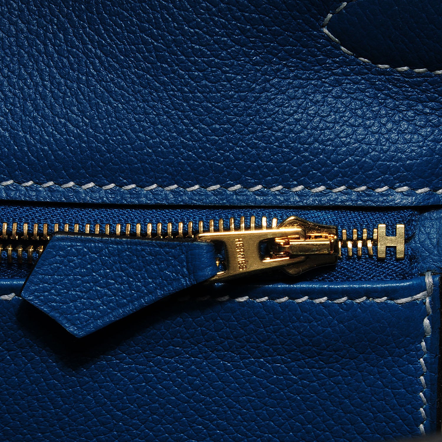 Hermes Veau Doblis Evergrain Grizzly Birkin 35 Bleu de Galice Ciel 12 of 26