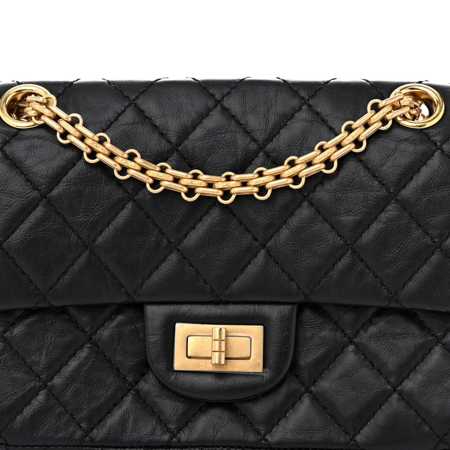 Aged Calfskin Quilted 2.55 Reissue Mini Flap Black