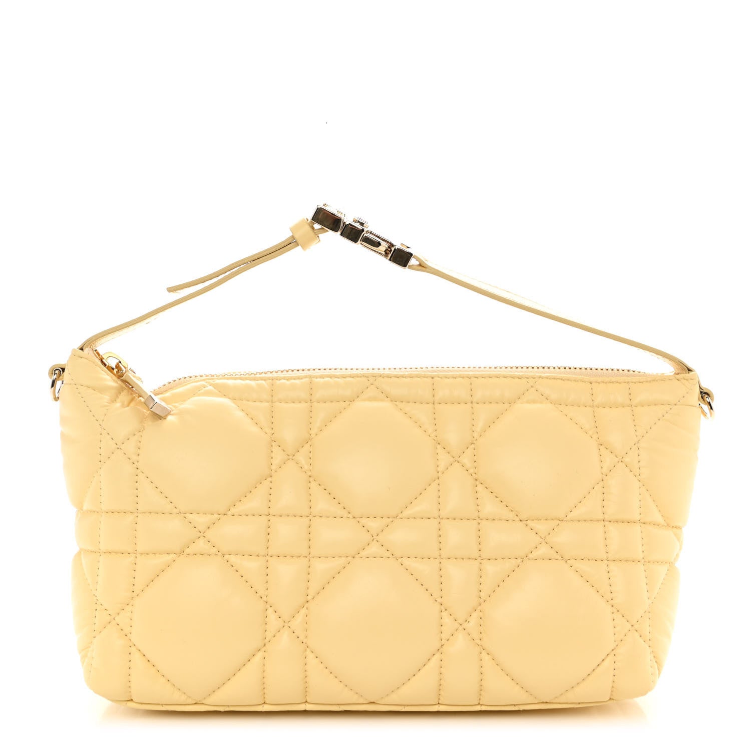 Christian Dior Calfskin Macrocannage Medium Diortravel Nomad Pouch Pale Yellow 1 of 10