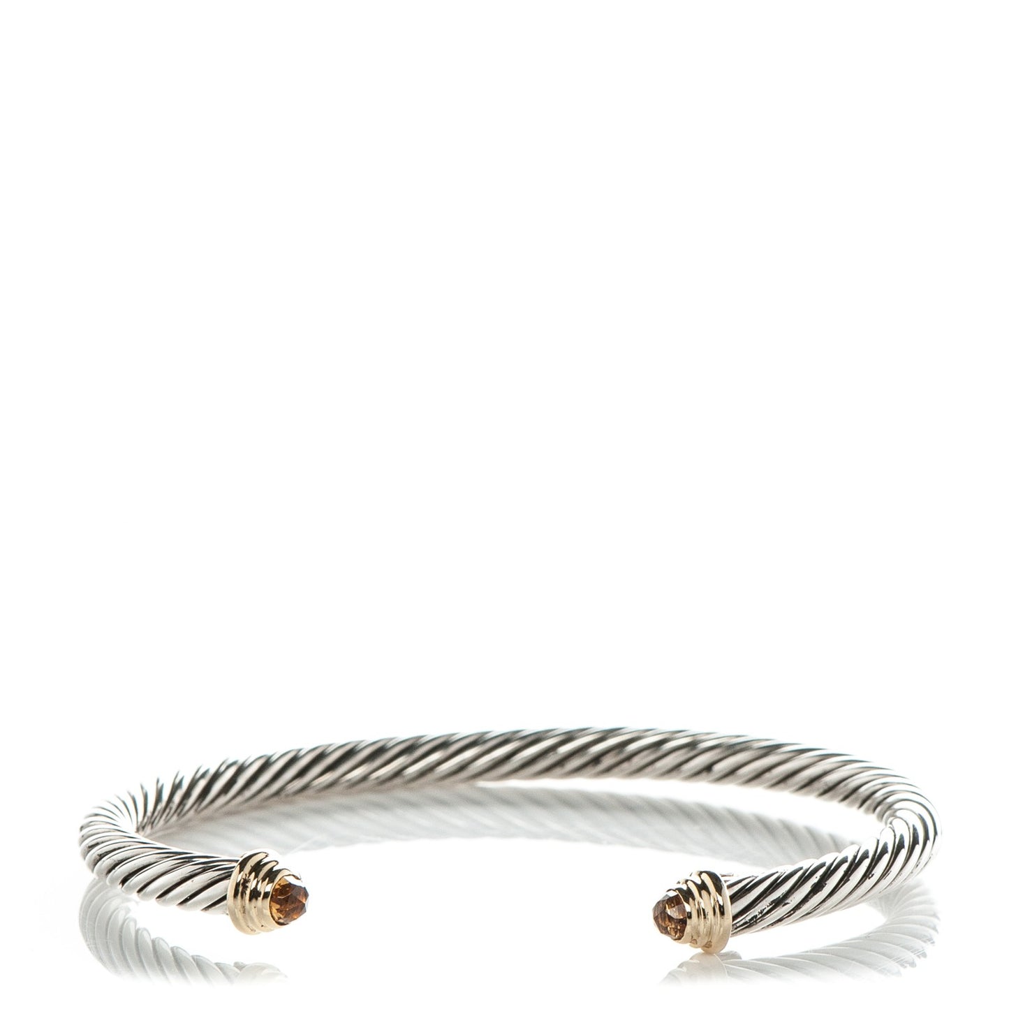 Sterling Silver 18K Yellow Gold Citrine 4mm Cable Kids Bracelet
