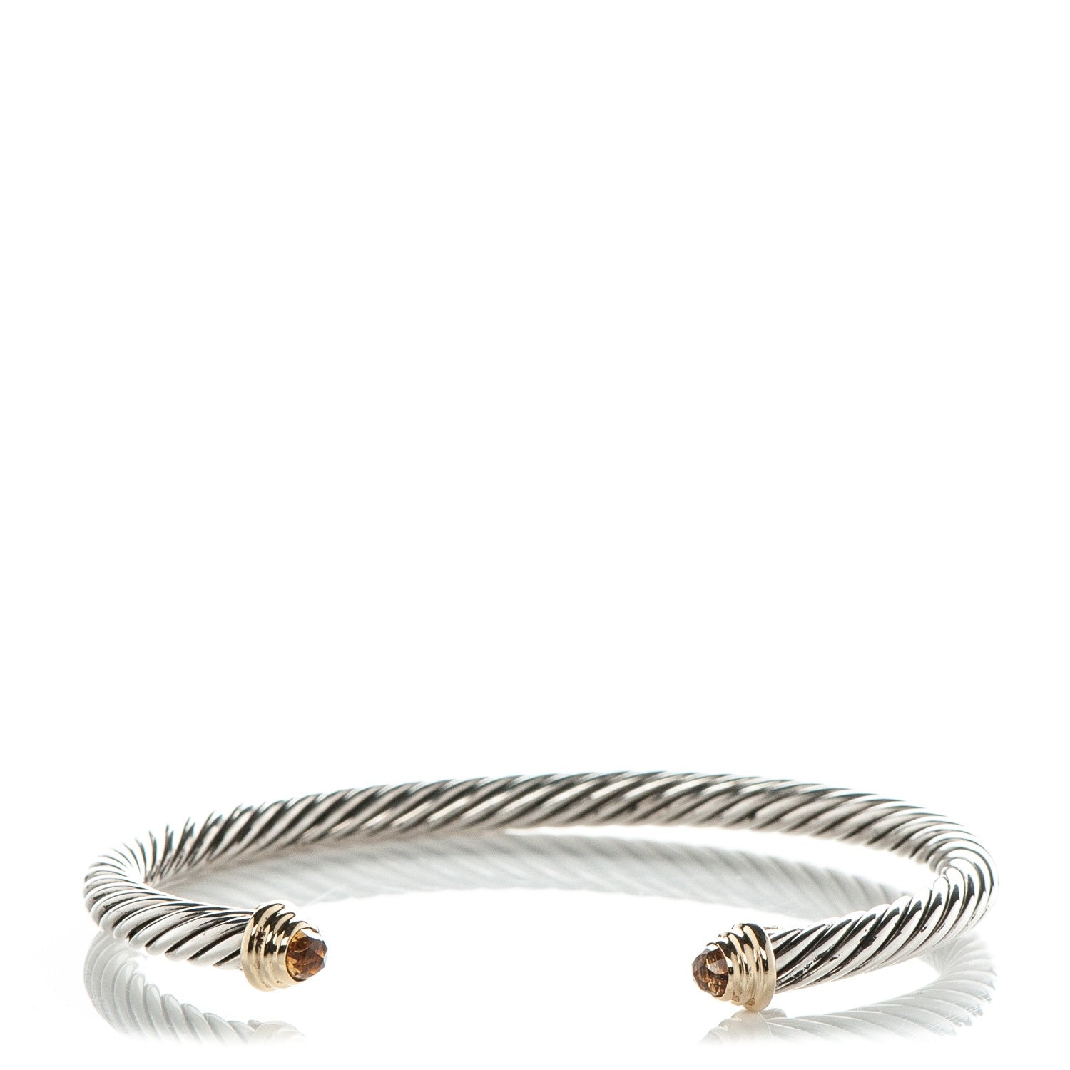 David Yurman Sterling Silver 18K Yellow Gold Citrine 4mm Cable Kids Bracelet 1 of 5